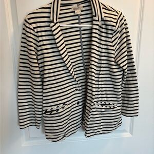 Lucky Brand Black and White Striped Blazer